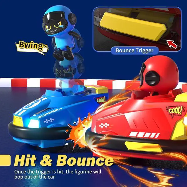 Alt view image 3 of 7 - 2 Pack Cute Cartoon Remote Control Bumper Car for Toddlers-Mini RC Cars with Light & Sound & 360°Rotating-Race car Toys for 3 4 5 6Year Old Boys Girls Kids-Christmas Birthday Gifts