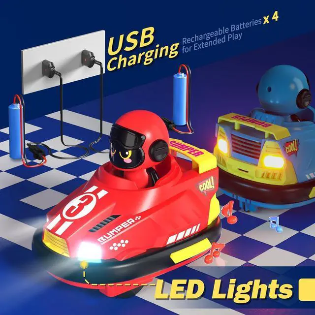 Alt view image 6 of 7 - 2 Pack Cute Cartoon Remote Control Bumper Car for Toddlers-Mini RC Cars with Light & Sound & 360°Rotating-Race car Toys for 3 4 5 6Year Old Boys Girls Kids-Christmas Birthday Gifts
