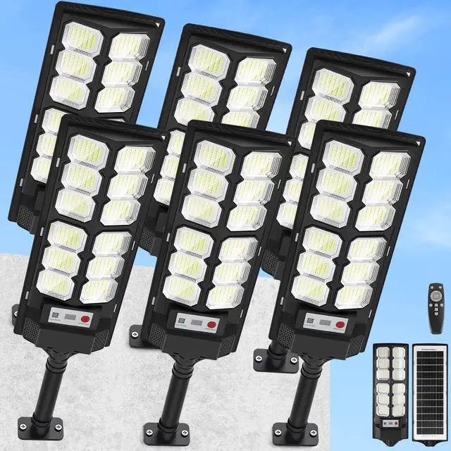 Main image of 4-Pack Solar Street Lights Outdoor, 13000LM 6500K Waterproof LED Solar Flood Lights with Motion Sensor, Dusk to Dawn Solar-Powered Light for Outside, Security Lights for Parking Lot Yard Driveway