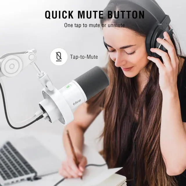 Alt view image 5 of 7 - Studio XLR Dynamic Microphone, USB PC Podcast Microphone for Streaming Recording, XLR/USB Vocal Mic with Tap-to-Mute, Gain Knob, Headphones Monitoring-Amplitank K688 White