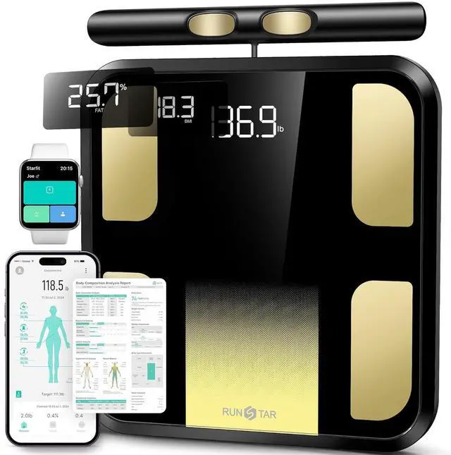 Main image of Smart Scale for Body Weight, Full-Body Bathroom Scale with 8 Electrodes for BMI, Muscle Mass, 3-Metric Display, High-Accuracy Body Composition Monitor with 28 Metrics & App Connectivity