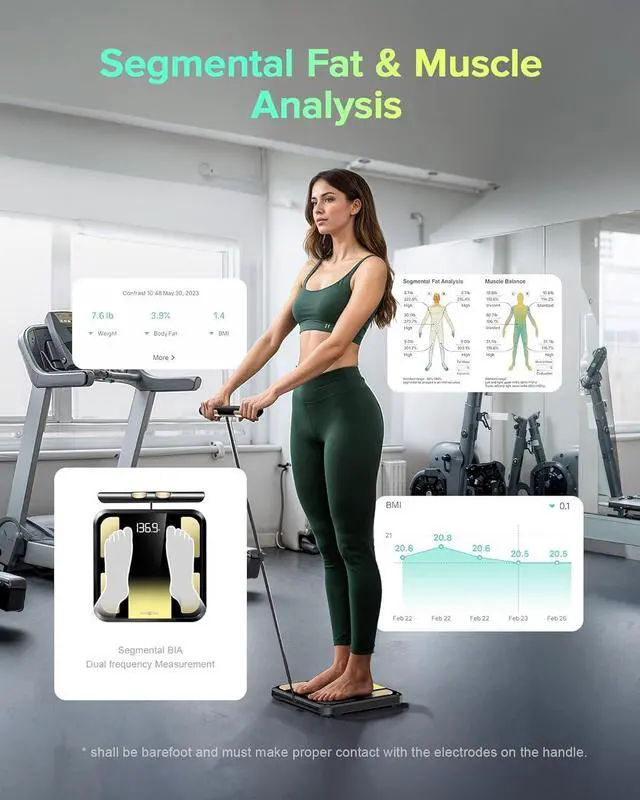Alt view image 5 of 7 - Smart Scale for Body Weight, Full-Body Bathroom Scale with 8 Electrodes for BMI, Muscle Mass, 3-Metric Display, High-Accuracy Body Composition Monitor with 28 Metrics & App Connectivity