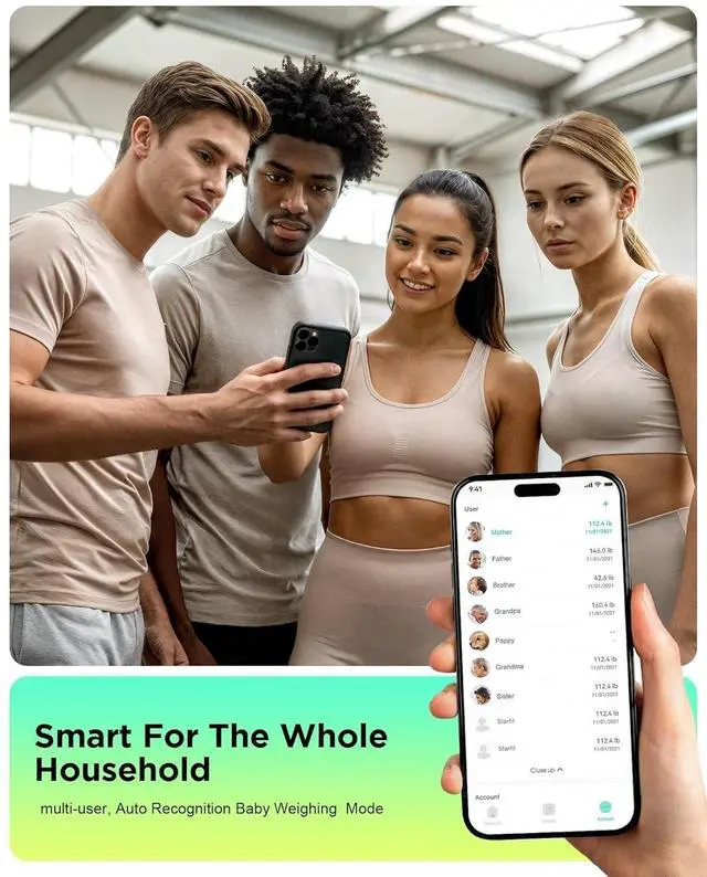 Alt view image 7 of 7 - Smart Scale for Body Weight, Full-Body Bathroom Scale with 8 Electrodes for BMI, Muscle Mass, 3-Metric Display, High-Accuracy Body Composition Monitor with 28 Metrics & App Connectivity