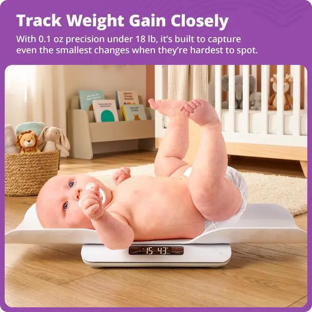 Alt view image 4 of 7 - Smart Baby Scale Bluetooth Digital Infant Scale for Newborns & Toddlers, Automatically Track Growth in gG Baby App, Accurate Even with Movement, 0.1 oz Precision Sensor, 66 lb Capacity