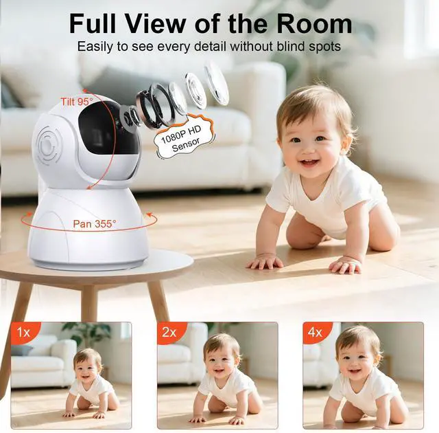 Alt view image 4 of 7 - Baby Monitor with Camera and Audio, No WiFi Baby Monitor with 5" IPS LCD Screen, 100-Hour Battery, 1000ft Long Range, 2-Way Talk, Cry and Feeding Reminder, Night Vision and 355°PTZ