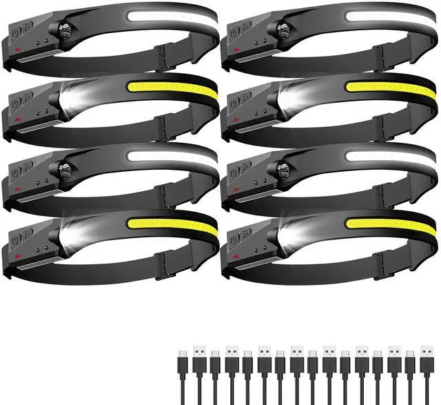 Main image of Headlamp Rechargeable 8 Pack, LED Headlight Flashlight Super Bright with 230° Wide Beam, 5 Modes Waterproof Head Lamp for Outdoor Hiking Running Camping