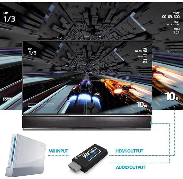 Alt view image 2 of 6 - Wii to HDMI Converter 1080P for Full HD Device, Wii HDMI Adapter with 3.5mm Audio Jack&HDMI Output Compatible with Wii, Wii U, HDTV, Monitor-Supports Wii Display Modes 720P