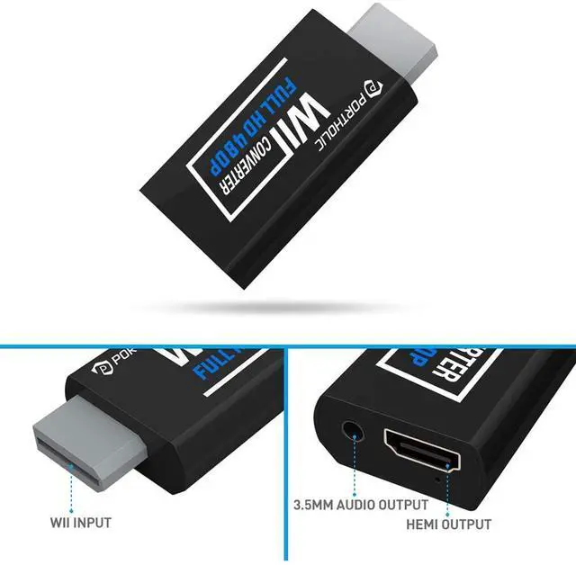 Alt view image 3 of 6 - Wii to HDMI Converter 1080P for Full HD Device, Wii HDMI Adapter with 3.5mm Audio Jack&HDMI Output Compatible with Wii, Wii U, HDTV, Monitor-Supports Wii Display Modes 720P