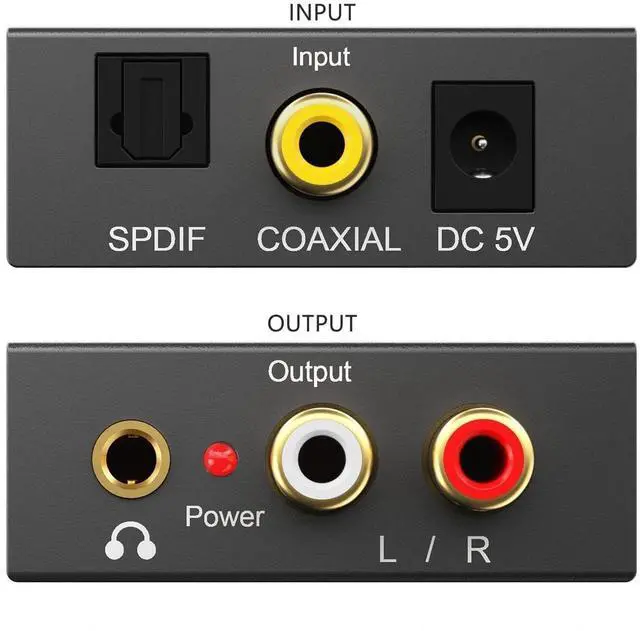 Alt view image 2 of 6 - DAC 192KHz Digital to Analog Audio Converter, Optical to RCA Adapter with Coaxial Cable, Toslink Optical to 3.5mm Adapter for PS4 HD DVD Home Cinema Systems