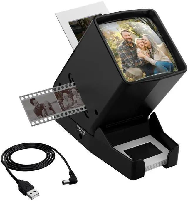 Main image of 35mm Slide Viewer and Film Viewer - 3X Magnification Slide Viewer with Optical Glass, LED Illuminated Slide Viewer for 2x2 Slides & Negative Viewer, USB/Battery Powered