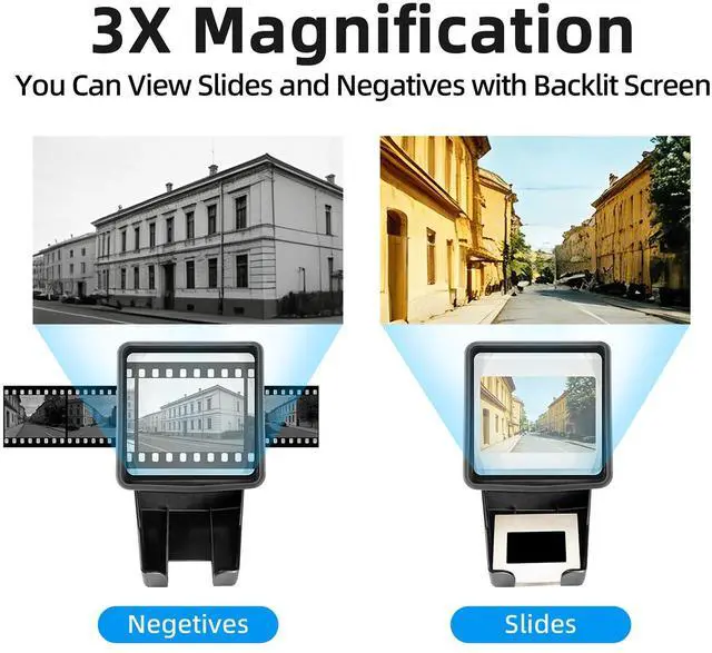 Alt view image 4 of 7 - 35mm Slide Viewer and Film Viewer - 3X Magnification Slide Viewer with Optical Glass, LED Illuminated Slide Viewer for 2x2 Slides & Negative Viewer, USB/Battery Powered