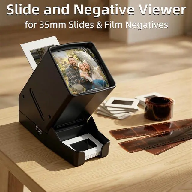 Alt view image 5 of 7 - 35mm Slide Viewer and Film Viewer - 3X Magnification Slide Viewer with Optical Glass, LED Illuminated Slide Viewer for 2x2 Slides & Negative Viewer, USB/Battery Powered