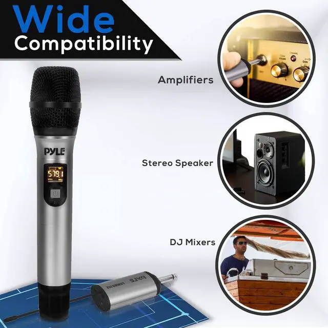 Alt view image 2 of 7 - Portable UHF Wireless Microphone System - Professional Battery Operated Handheld Dynamic Unidirectional Cordless Microphone Transmitter Set w/Adapter Receiver, for PA Karaoke DJ Party - PDWMU105
