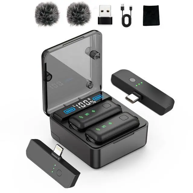 Main image of Wireless Lavalier Microphone with 36H Charging Case, Mini Lapel Mic for iPhone Android PC, Plug-and-Play USB-C/Lightning, 165FT Range for Podcast, Live Streaming, Recording