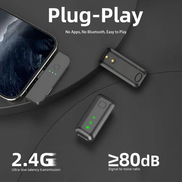 Alt view image 6 of 7 - Wireless Lavalier Microphone with 36H Charging Case, Mini Lapel Mic for iPhone Android PC, Plug-and-Play USB-C/Lightning, 165FT Range for Podcast, Live Streaming, Recording