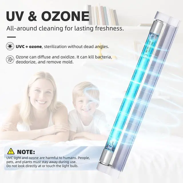 Alt view image 2 of 7 - 6W U/V/C Light Lamp, 253.7nm Sanitizer Lamp with 5ft ON/Off Switch Cord and Plug, 110V Ozone Bulb for Shoes Closet Cabinet Bathroom, Ideal Gift