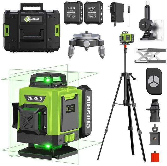 Main image of 16 Lines Green Laser Level Kit -4x360° 4D Self-Leveling Cross Line Laser Level, Rotary Base and Accessories for Construction, Home Improvement and Picture Hanging,(Safety Class ll, <1mW power output.)