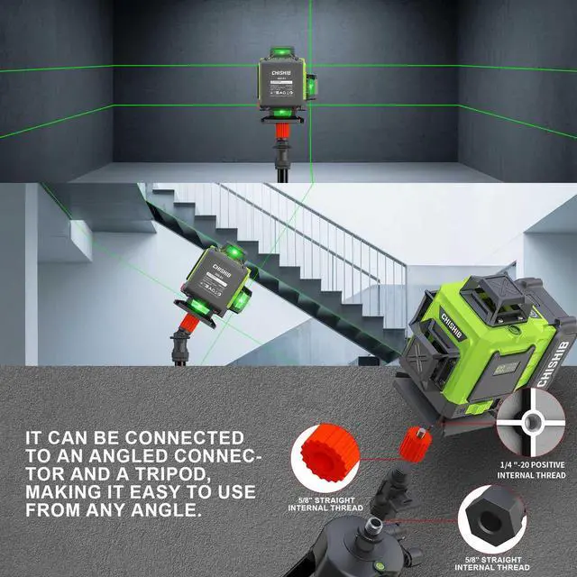 Alt view image 5 of 7 - 16 Lines Green Laser Level Kit -4x360° 4D Self-Leveling Cross Line Laser Level, Rotary Base and Accessories for Construction, Home Improvement and Picture Hanging,(Safety Class ll, <1mW power output.)