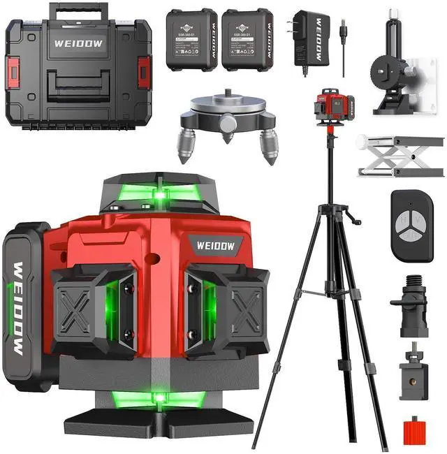 Main image of Laser Level with Tripod, Self Leveling Laser Level 4x360°, Green Line Laser 4D Laser Leveler Tool with 2Pcs Lithium Batteries for Picture Hanging, Tile, Home Renovation, (SizeXL)