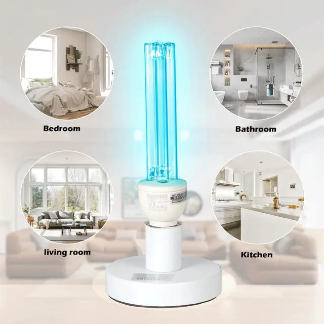Alt view image 3 of 7 - 25 Watts UVC Sanitizer Lamp with Ozone UVC Light Bulb with Base and 3-Gear Timer 185nm Wavelength UV Light for Bedroom/Closet/Kitchen/Bathroom E26 Base 110V CTUV-25
