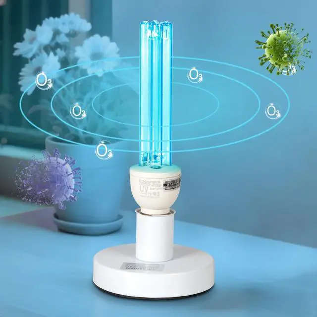 Alt view image 5 of 7 - 25 Watts UVC Sanitizer Lamp with Ozone UVC Light Bulb with Base and 3-Gear Timer 185nm Wavelength UV Light for Bedroom/Closet/Kitchen/Bathroom E26 Base 110V CTUV-25