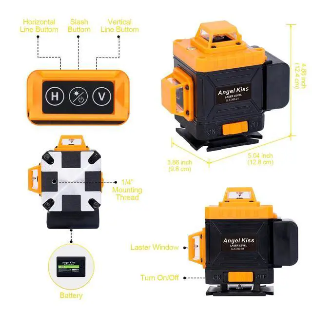 Alt view image 2 of 7 - Laser Level Self-Leveling 4 x 360° - 4D Green Cross Bright Line Laser 100ft Range - Lazer Leveler Tool for Drop Ceiling, Picture Hanging, Tile Installation, Indoor DIY & Construction