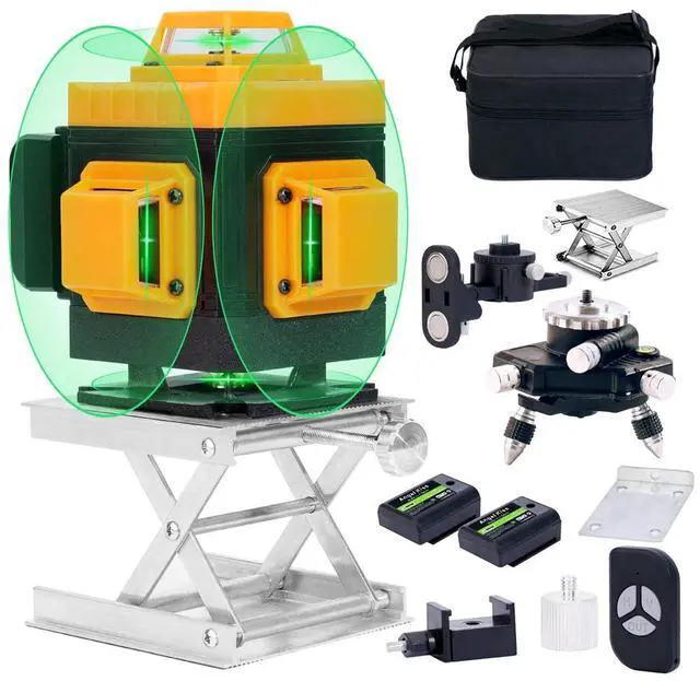 Main image of Laser Level Self-Leveling 4 x 360° - 4D Green Cross Bright Line Laser 100ft Range - Lazer Leveler Tool for Drop Ceiling, Picture Hanging, Tile Installation, Indoor DIY & Construction