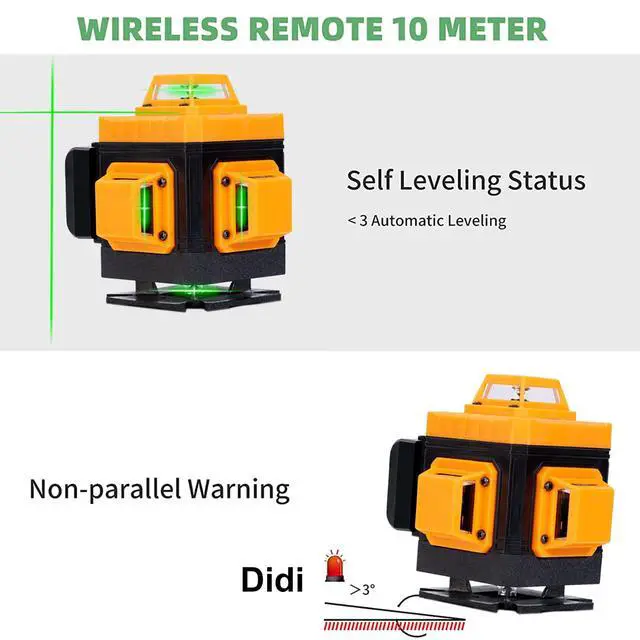 Alt view image 3 of 7 - Laser Level Self-Leveling 4 x 360° - 4D Green Cross Bright Line Laser 100ft Range - Lazer Leveler Tool for Drop Ceiling, Picture Hanging, Tile Installation, Indoor DIY & Construction