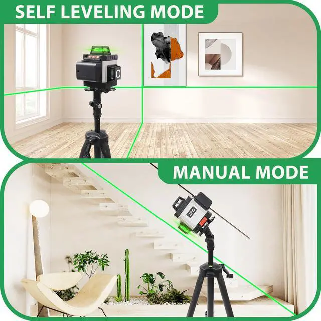 Alt view image 3 of 7 - Laser Level, Laser Level with Tripod, 4 x 360 Self Leveling Laser Measuring Tool Green Lazer Level 16 Line Level Laser 360 Self Leveling for Construction, Home Renovation, Picture Hanging