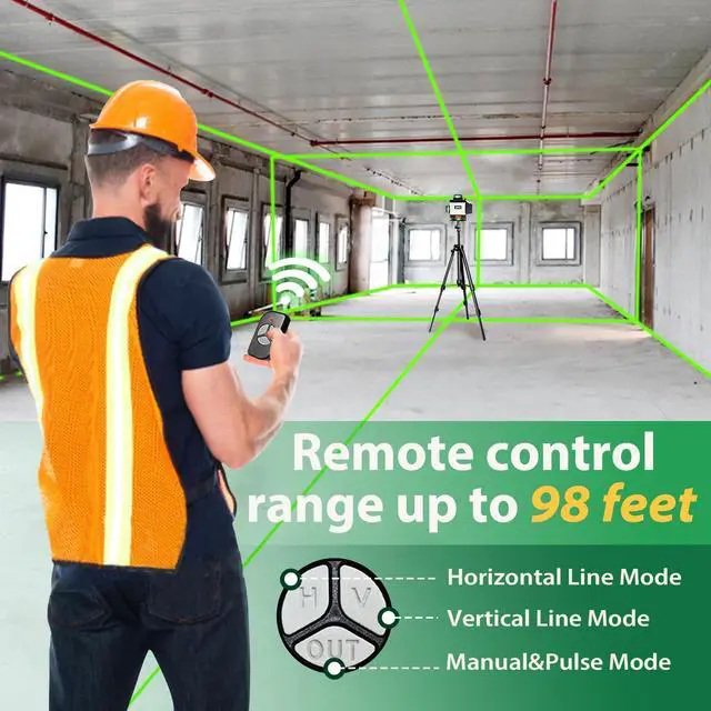 Alt view image 4 of 7 - Laser Level, Laser Level with Tripod, 4 x 360 Self Leveling Laser Measuring Tool Green Lazer Level 16 Line Level Laser 360 Self Leveling for Construction, Home Renovation, Picture Hanging