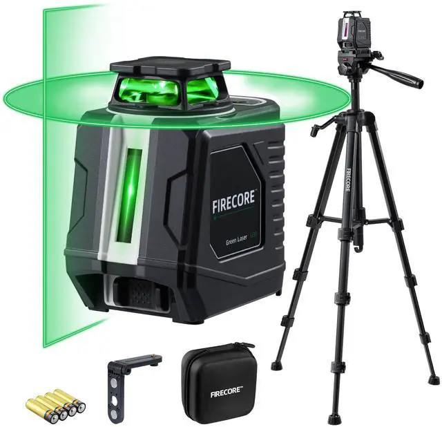 Main image of 360° Laser Level with Tripod, 100Ft Self Leveling Laser Level Green Cross Line Laser Leveler Tool for Picture Hanging Wall Tile Floor Construction, 60" Compact Tripod & Carry Pouch Included