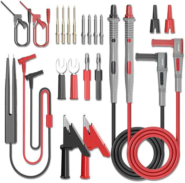 Main image of Multimeter Test Leads Kit 21PCS Digital Electrical Testing Probes Set with Alligator Clips SMD IC Test Hook Clips Test Tweezer Replaceable Precision Sharp Probes