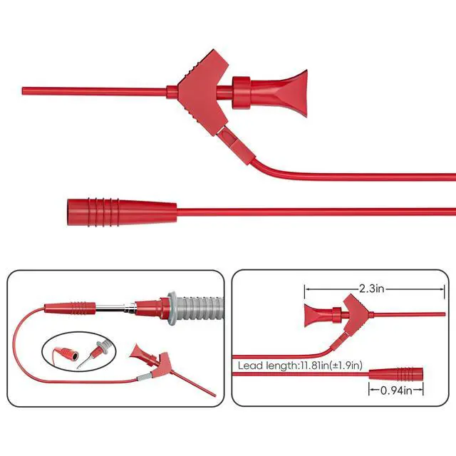 Alt view image 4 of 6 - Multimeter Test Leads Kit 21PCS Digital Electrical Testing Probes Set with Alligator Clips SMD IC Test Hook Clips Test Tweezer Replaceable Precision Sharp Probes