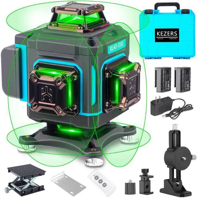 Main image of Laser Level 360 Self Leveling,4 x 360 Laser Level with Screen Green Laser Level Line tool Leveling and Alignment Laser Tool with Pulse Mode for Construction and Picture Hanging,Remote Control