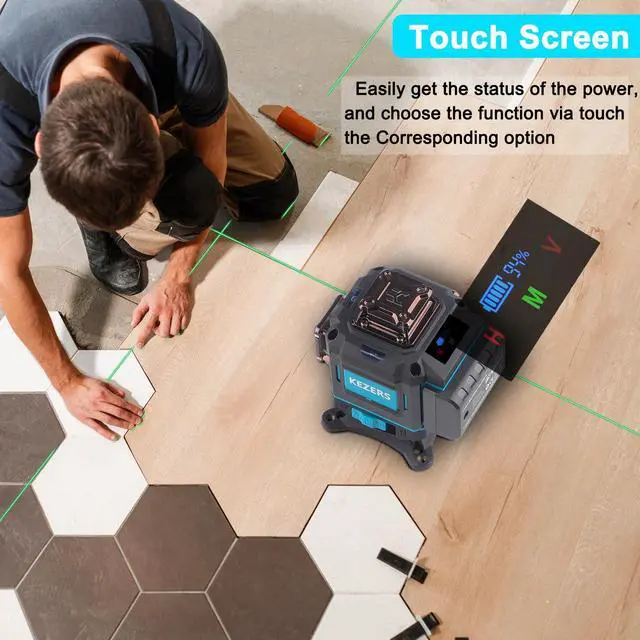 Alt view image 2 of 7 - Laser Level 360 Self Leveling,4 x 360 Laser Level with Screen Green Laser Level Line tool Leveling and Alignment Laser Tool with Pulse Mode for Construction and Picture Hanging,Remote Control