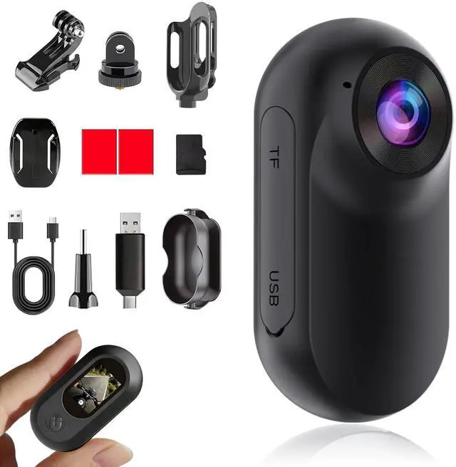 Main image of Mini Body Camera 1080P, Thumb Size Wearable Helmet Camera, Clip On Action Cam, Body Cam for Cycling Travel Sports(Matte Black)