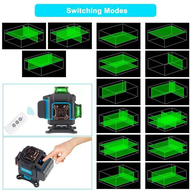 Alt view image 7 of 7 - Laser Level 360 Self Leveling,4 x 360 Laser Level with Screen Green Laser Level Line tool Leveling and Alignment Laser Tool with Pulse Mode for Construction and Picture Hanging,Remote Control