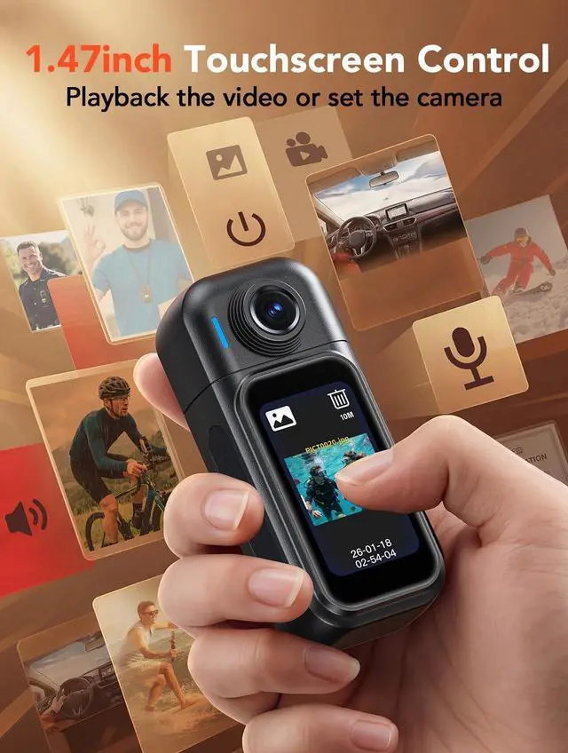 Alt view image 4 of 7 - Mini Body Camera Waterproof, 64GB Wearable Camera with Smart Touch Screen, 7 Hours Recording with Charging Dock, Magnetic Clips, up to 33FT Waterproof Case for Vlogging, Daily Use W3