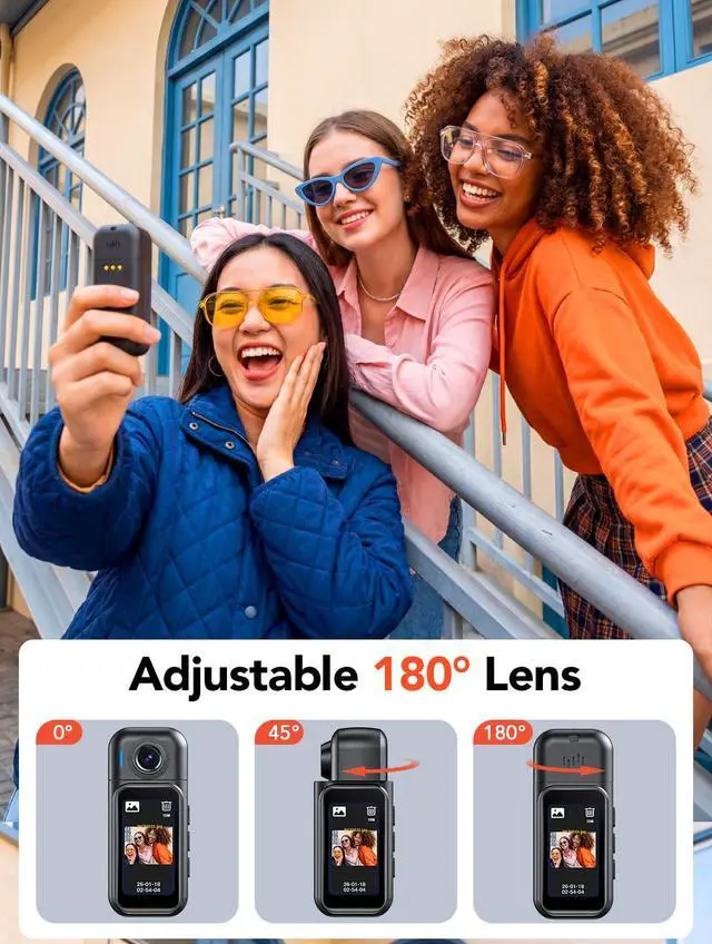 Alt view image 5 of 7 - Mini Body Camera Waterproof, 64GB Wearable Camera with Smart Touch Screen, 7 Hours Recording with Charging Dock, Magnetic Clips, up to 33FT Waterproof Case for Vlogging, Daily Use W3