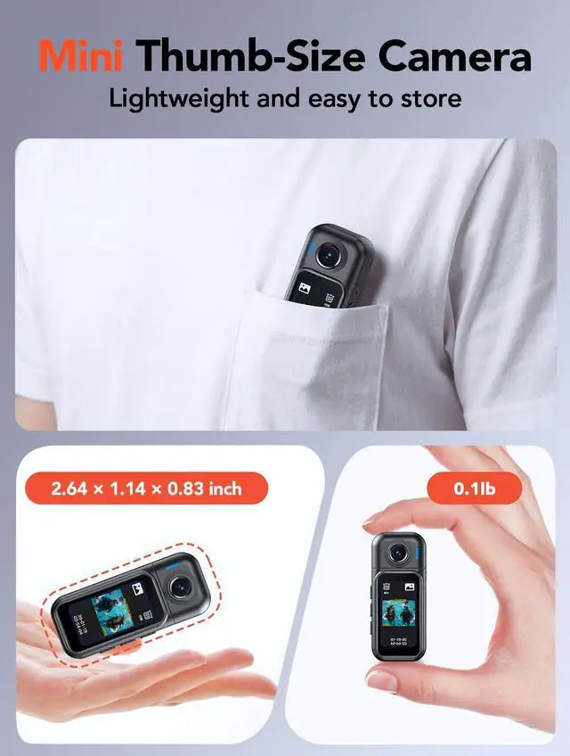 Alt view image 6 of 7 - Mini Body Camera Waterproof, 64GB Wearable Camera with Smart Touch Screen, 7 Hours Recording with Charging Dock, Magnetic Clips, up to 33FT Waterproof Case for Vlogging, Daily Use W3
