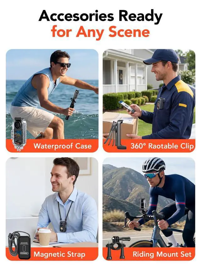 Alt view image 7 of 7 - Mini Body Camera Waterproof, 64GB Wearable Camera with Smart Touch Screen, 7 Hours Recording with Charging Dock, Magnetic Clips, up to 33FT Waterproof Case for Vlogging, Daily Use W3