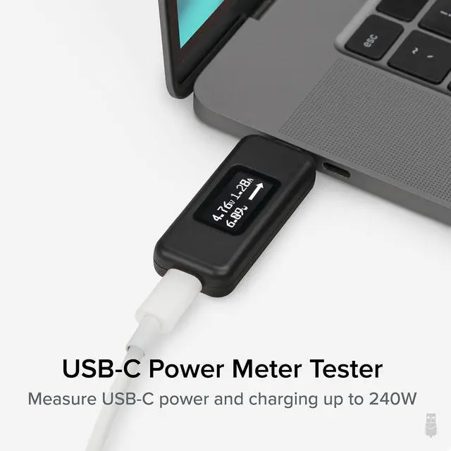 Alt view image 2 of 7 - USB C Power Meter Tester for Monitoring USB-C Connections up to 240W - Digital Multimeter Tester for USB Type C Cables, Laptops, Phones, Chargers - Driverless