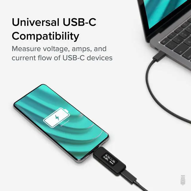 Alt view image 4 of 7 - USB C Power Meter Tester for Monitoring USB-C Connections up to 240W - Digital Multimeter Tester for USB Type C Cables, Laptops, Phones, Chargers - Driverless
