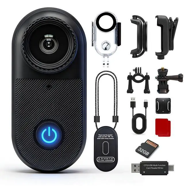 Main image of Mini Body Camera with 32GB, Magnetic Body Cam with 10M Waterproof Case, 130° Wide Angle Sports Cam, Thumb-Size POV Camera for Swimming Diving Snorkeling Cycling Traveling Vlogging(Black)
