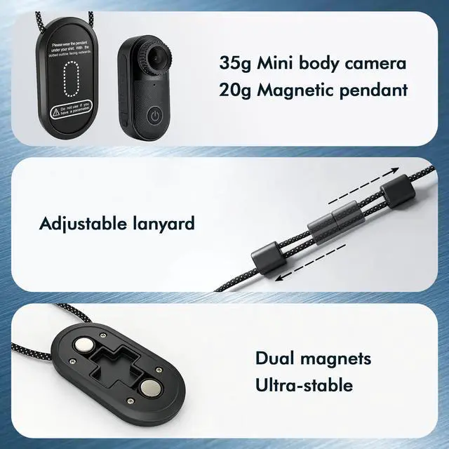Alt view image 3 of 7 - Mini Body Camera with 32GB, Magnetic Body Cam with 10M Waterproof Case, 130° Wide Angle Sports Cam, Thumb-Size POV Camera for Swimming Diving Snorkeling Cycling Traveling Vlogging(Black)
