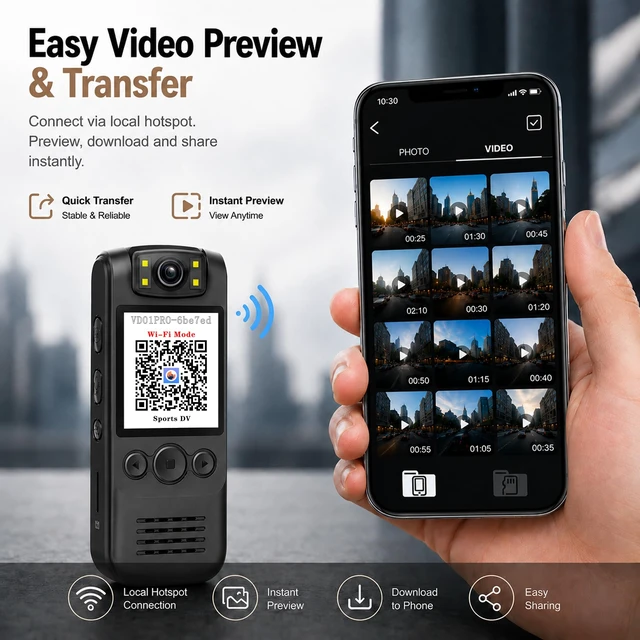Alt view image 2 of 7 - 4K Body Camera with Audio and Video Recording, 128GB Wearable Mini Body Cam with Magnetic Clip, Hands-Free POV Camera for Work, Cycling, Travel, Driving & Daily Recording