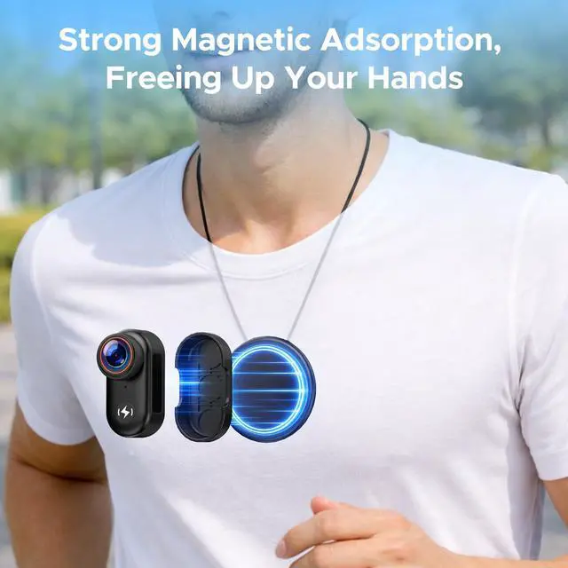 Alt view image 5 of 7 - 4K Mini Body Camera with 64GB Card, 1.47" Display Wearable POV Camera, Action Camera with Magnetic Mount, Hands Free Recording Body Cam, WiFi App Control for Vlogging Motorcycle Travel Security