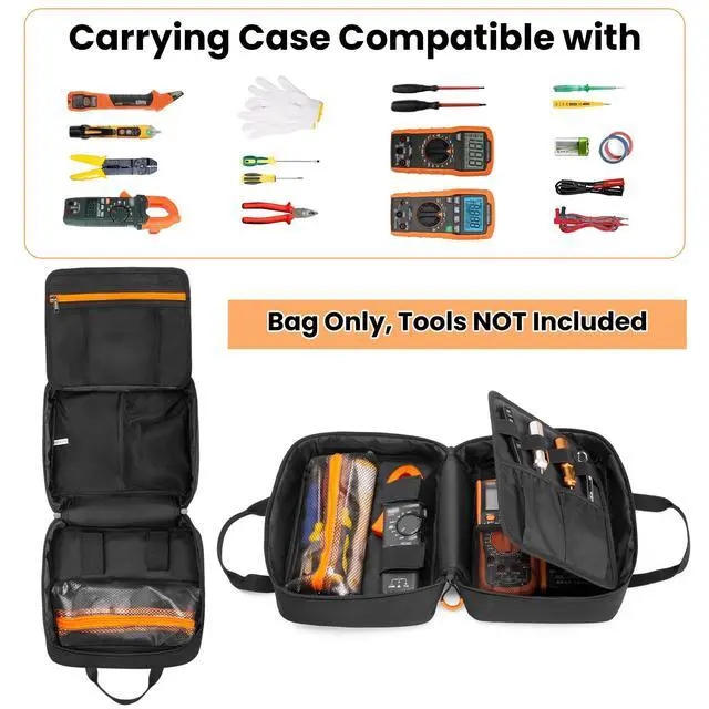 Alt view image 4 of 7 - Carrying Case Compatible with Klein Tools 80101/ ET310 AC Circuit Breaker Finder, Home Tester Kit Storage Bag for Digital Multimeter, Clamp Meter or Other Electrical Test Tools (Bag Only)