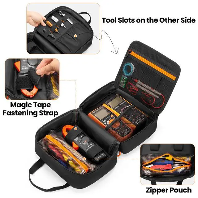 Alt view image 3 of 7 - Carrying Case Compatible with Klein Tools 80101/ ET310 AC Circuit Breaker Finder, Home Tester Kit Storage Bag for Digital Multimeter, Clamp Meter or Other Electrical Test Tools (Bag Only)