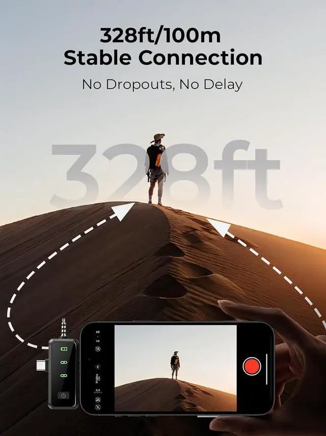 Alt view image 5 of 7 - Wireless Microphone for iPhone: 40dB Noise Canceling Mini Mic with 20Hz-20kHz Audio, 328ft Range, 20H Battery, 3-in-1 Lavalier Microphone for Video Recording
